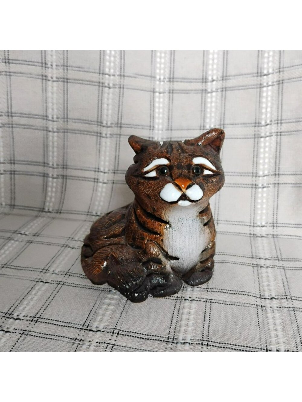 Artesania Rinconada Sitting Tabby Cat Figurine 153 Uruguay Ceramic Kitten